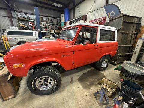 CashForCars USA | Classic Red Ford Bronco for Scrap Metal Recycling